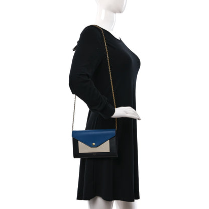 Celine Shiny Calfskin Large Pocket Flap On Chain Sea 2 of 14