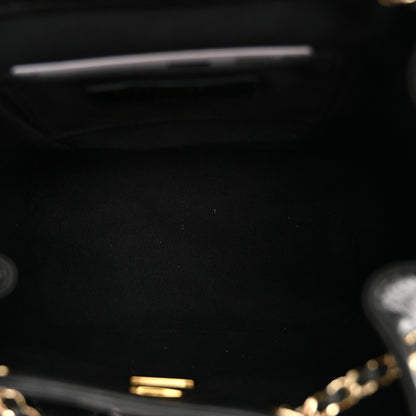 Chanel Glazed Aged Calfskin Quilted Small Duma Drawstring Backpack Black 5 of 10