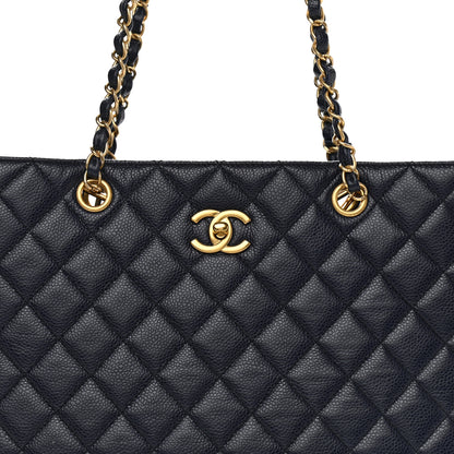 Chanel Caviar Quilted Large CC Shopping Tote Navy 8 of 11