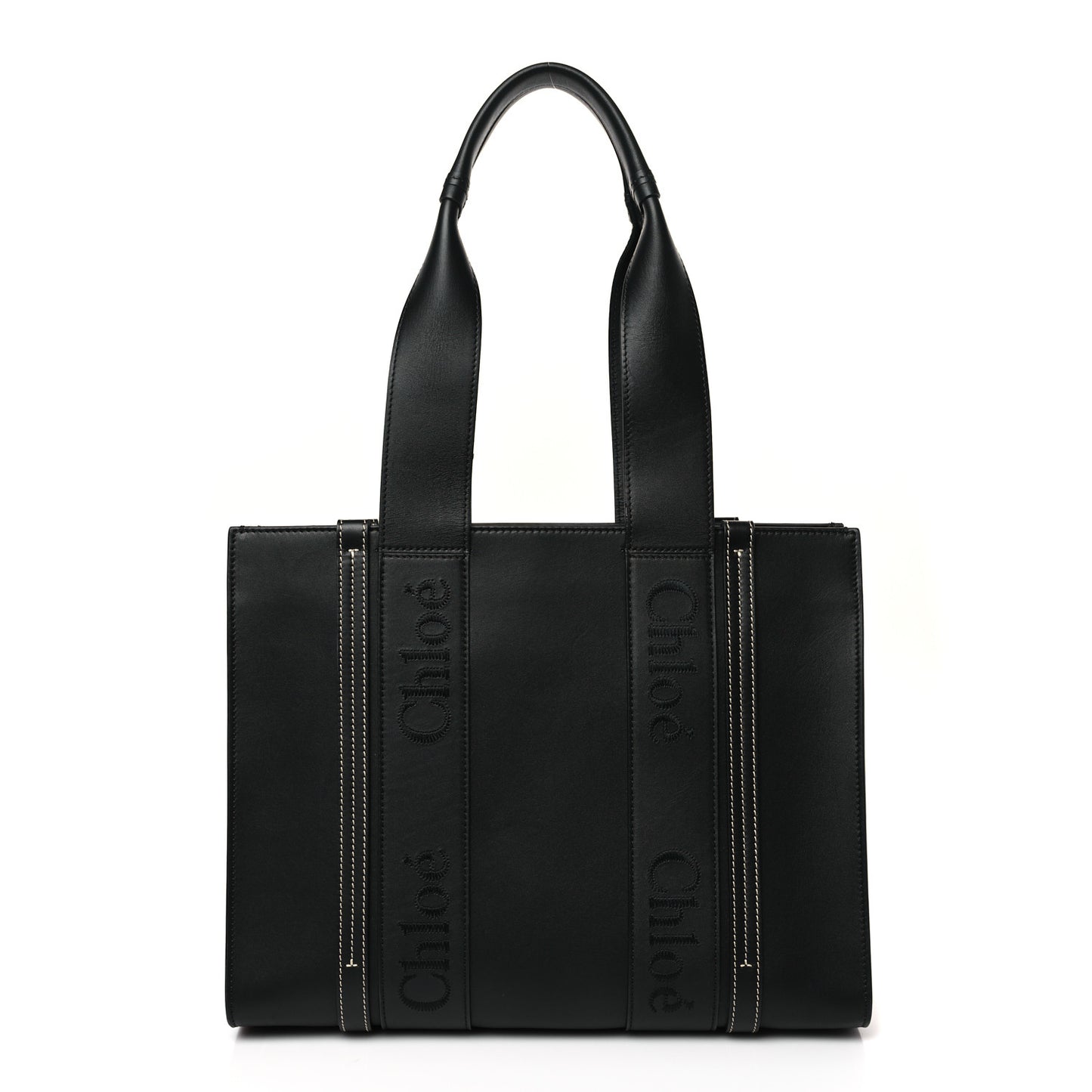 Calfskin Medium Woody Tote Black