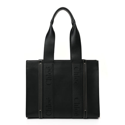 Chloe Calfskin Medium Woody Tote Black 1 of 9