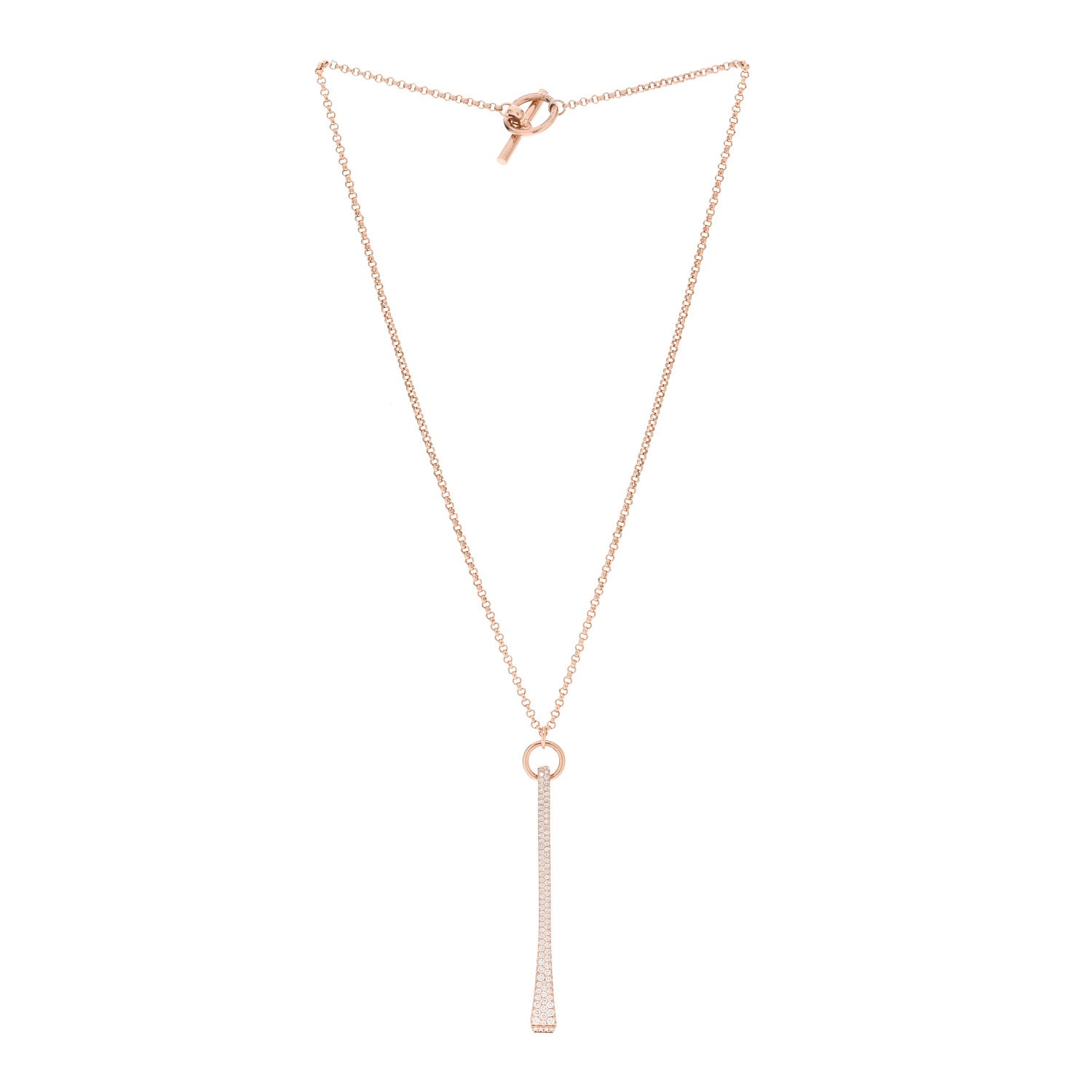 Hermes 18K Rose Gold Diamond Clou de Forge Pendant Necklace SH 3 of 5
