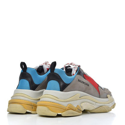 Balenciaga Mesh Nubuck Mens Triple S Sneakers 43 Bleu Gris Rouge 4 of 19
