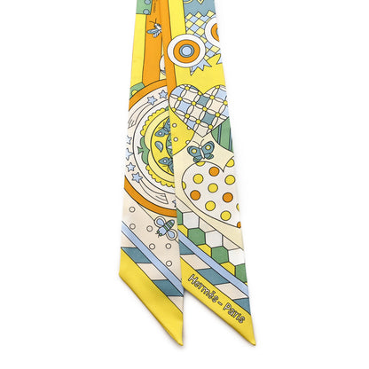 Hermes Silk Les Murmures de la Foret Twilly Jaune Vif Vert Miel 2 of 3