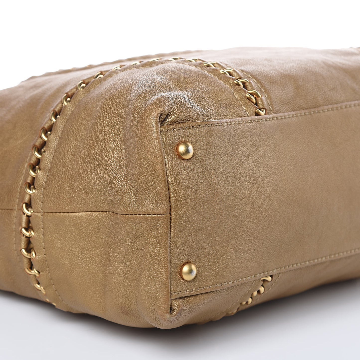 Metallic Goatskin Ligne Tote Gold