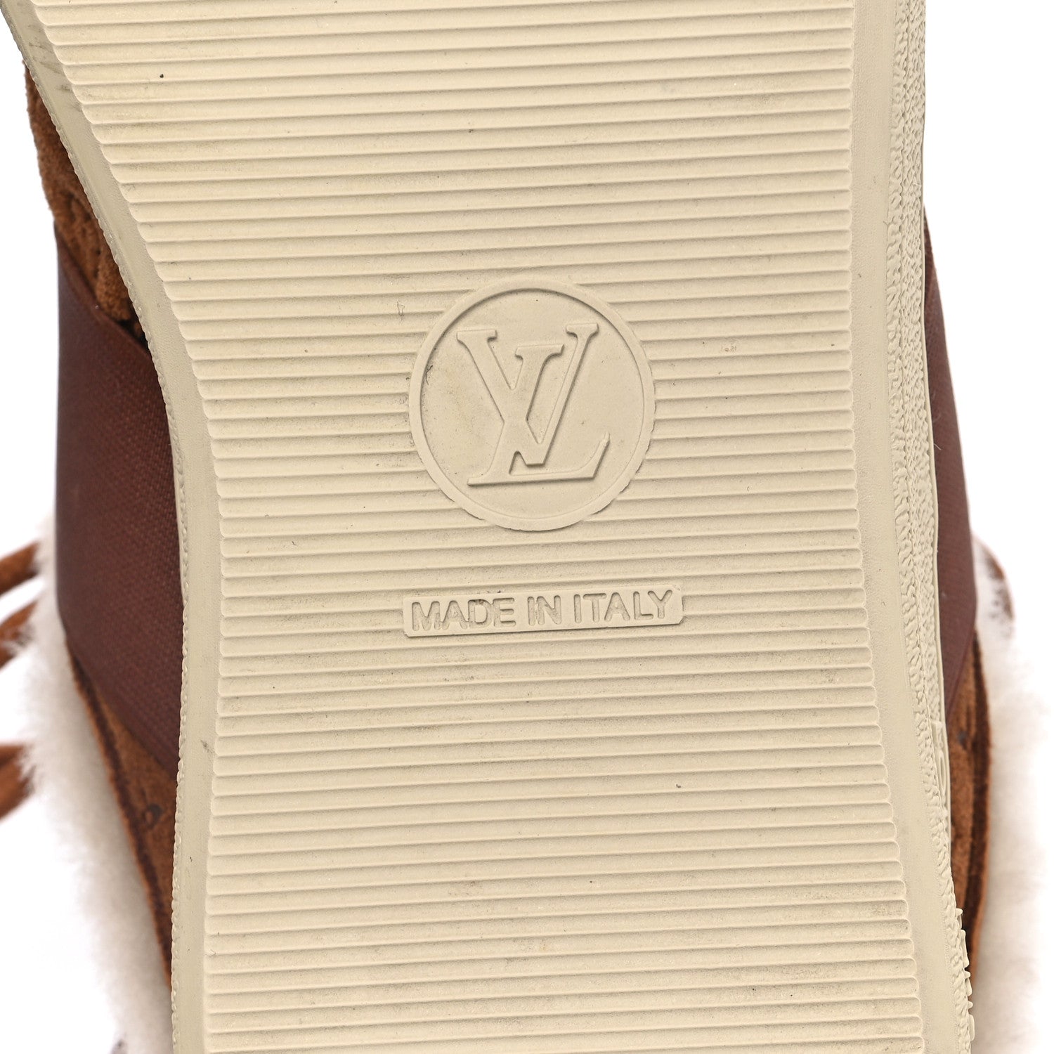 Louis Vuitton Suede Monogram Debossed Shearling Lous Open Back Sneakers 39 Cognac 6 of 9