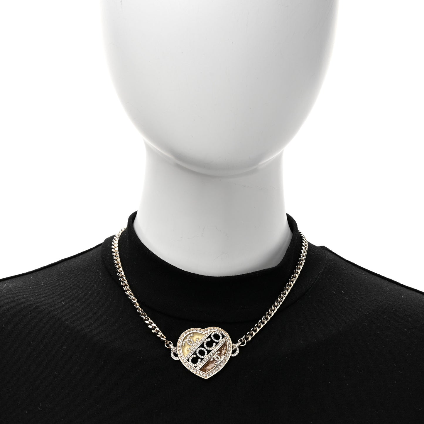 Crystal Crystal CC Coco Heart Necklace Gold
