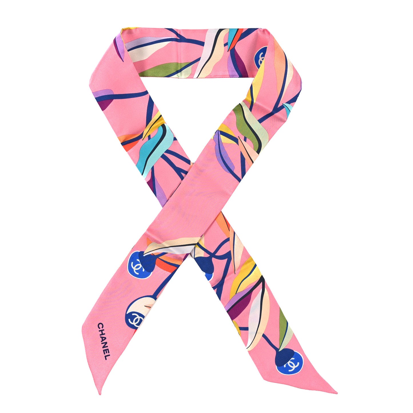 Silk Slim Bandeau Scarf Pink