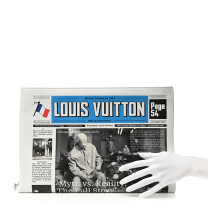 Louis Vuitton Calfskin Newspaper Print Pouch 2 of 13