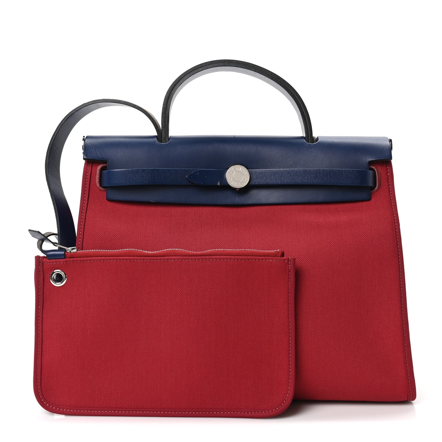 Hermes Military Toile Vache Hunter Herbag Zip 31 PM Rouge Grenat Bleu Saphir 3 of 10