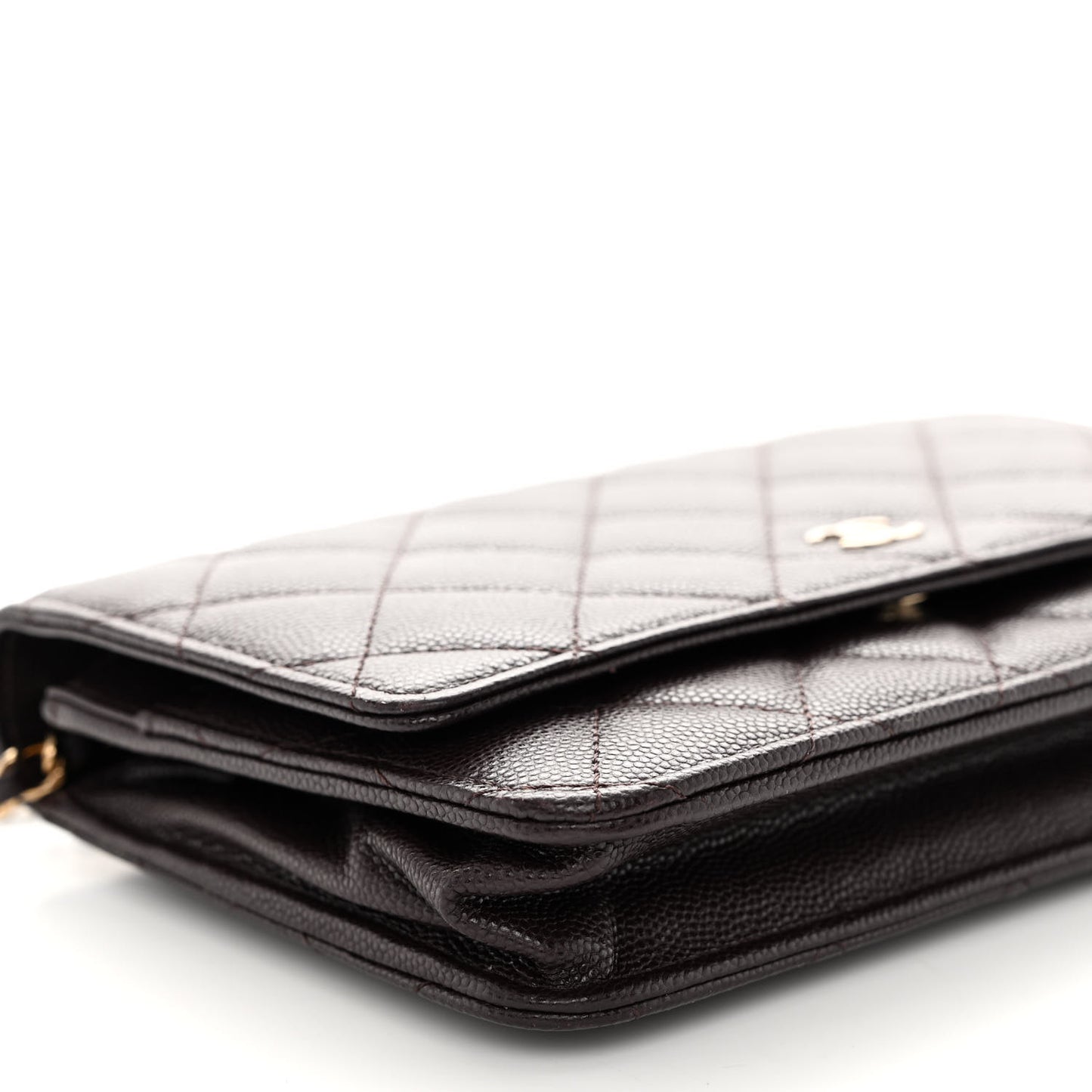 Caviar Quilted Wallet on Chain WOC Dark Brown