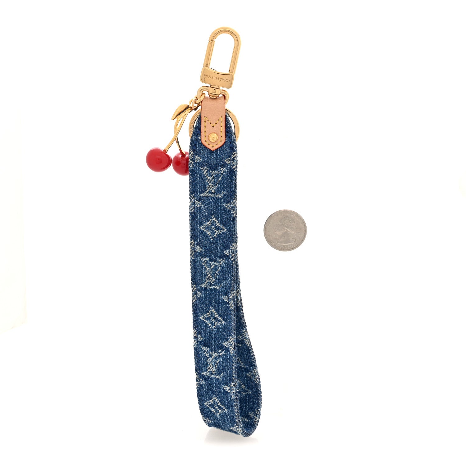 Louis Vuitton LV X TM Monogram Denim Cerise Dragonne Bag Charm Denim Blue 2 of 3