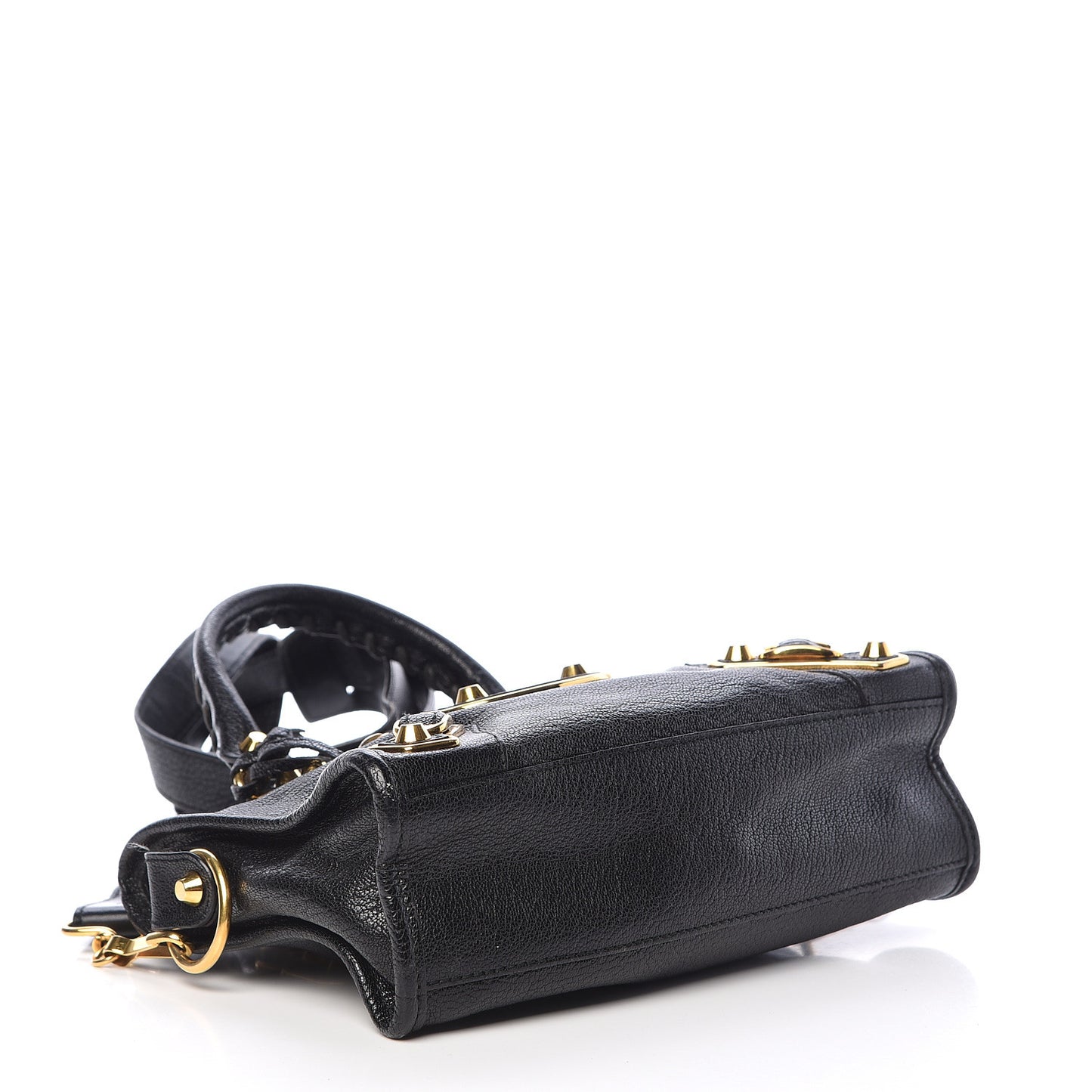 Chevre Gold Metallic Edge Hardware Mini City Black