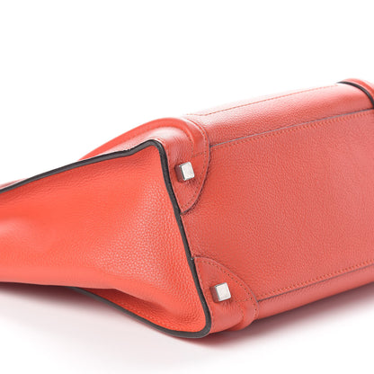Celine Drummed Calfskin Micro Luggage Vermillion 8 of 10