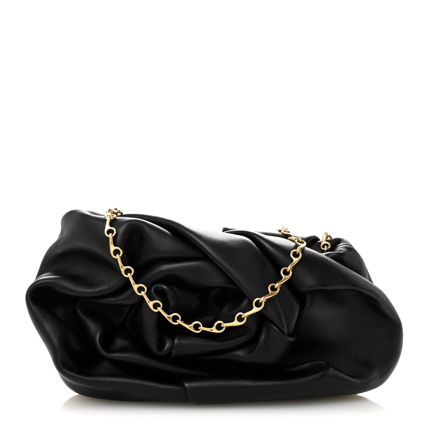 Smooth Calfskin Rose Clutch Black