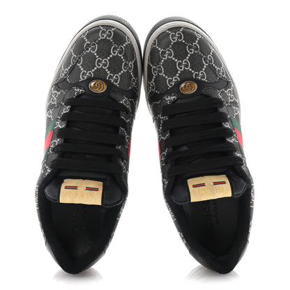 Gucci GG Supereme Monogram Miro Soft Calfskin Web Mens Screener Sneakers 8 Black Grey Sky 2 of 10