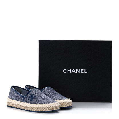 Chanel Fabric Patent Calfskin CC Espadrilles 35 Blue 10 of 10