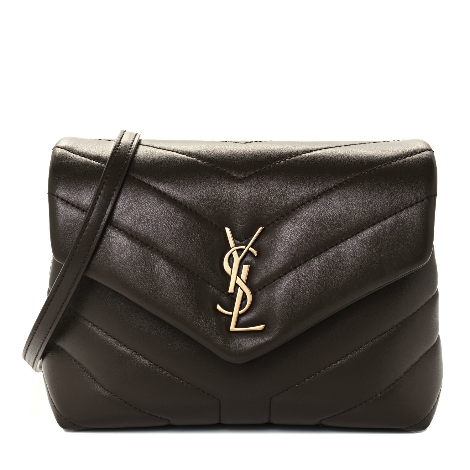 Saint Laurent Calfskin Y Quilted Monogram Toy Loulou Crossbody Bag Earth 1 of 10