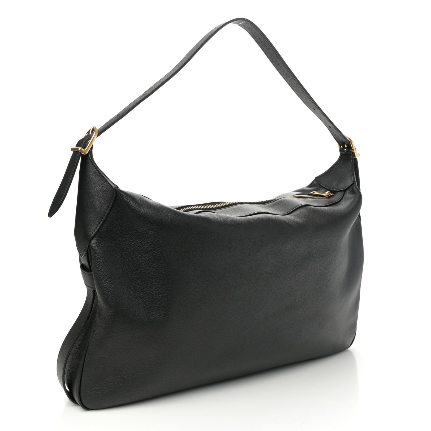 Supple Calfskin Large Romy Shoulder Bag Black