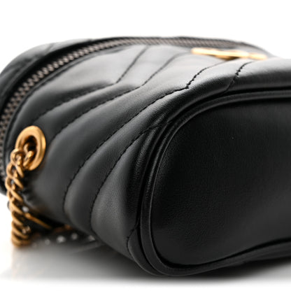 Gucci Calfskin Matelasse Chevron Mini GG Marmont Top Handle Bag Black 9 of 10
