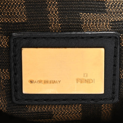 Fendi Goatskin Zucca Medium Peekaboo Iconic Satchel Black Tobacco 8 of 13