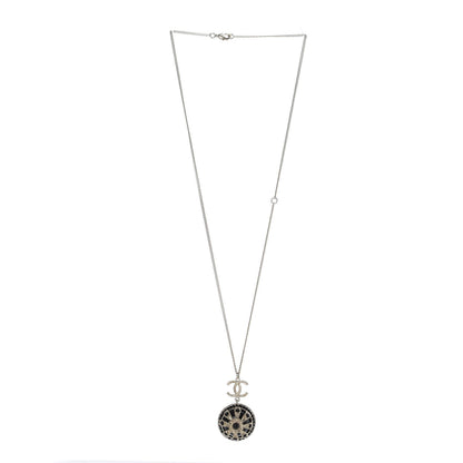 Chanel Bead Enamel CC Pendant Necklace Black Gold 3 of 6
