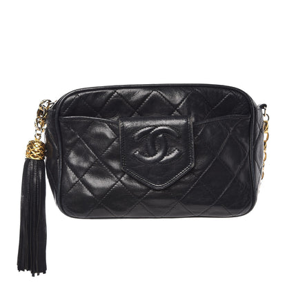 Chanel Lambskin Quilted CC Tassel Camera Case Black 1 of 14