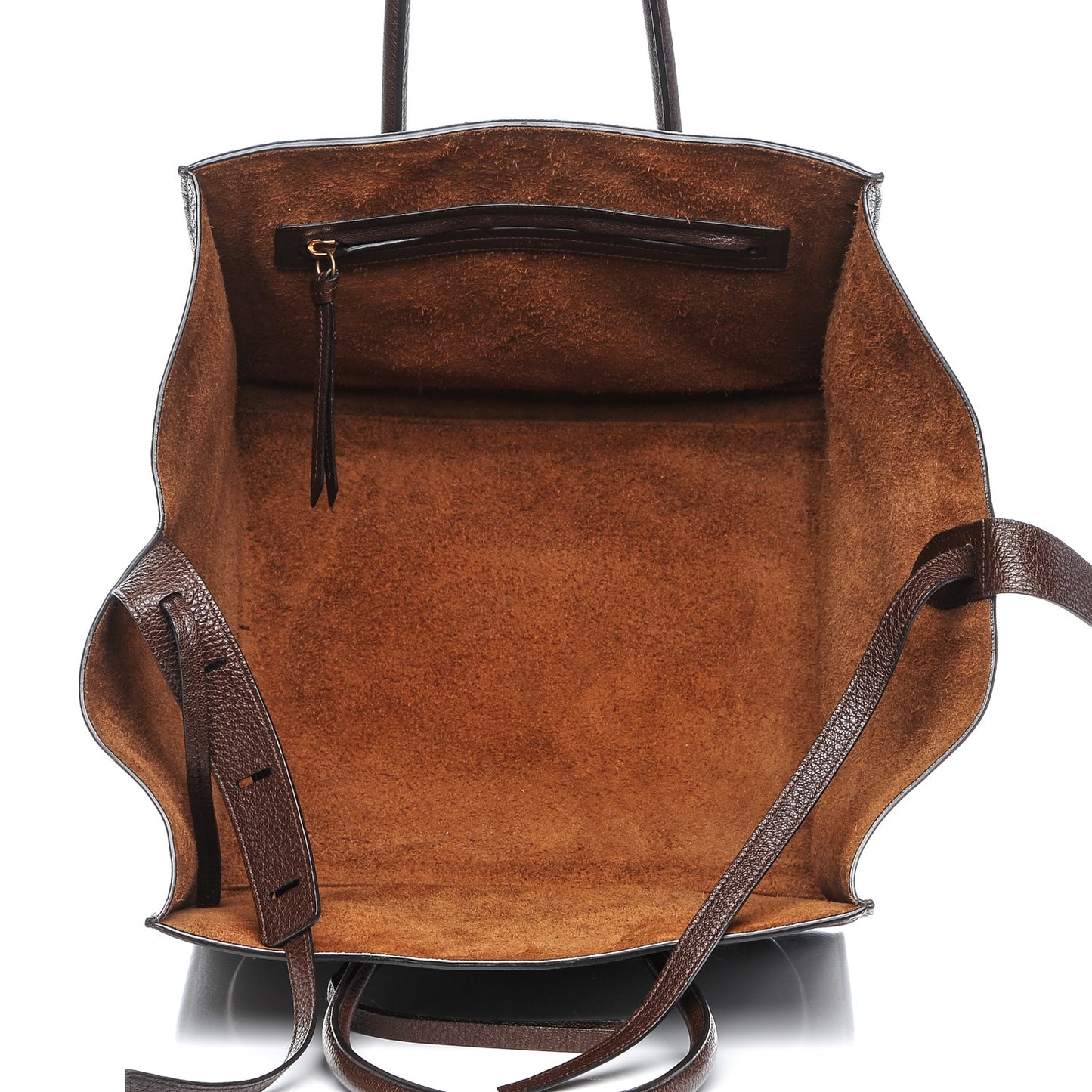 Shiny Grained Calfskin Medium Phantom Luggage Brown