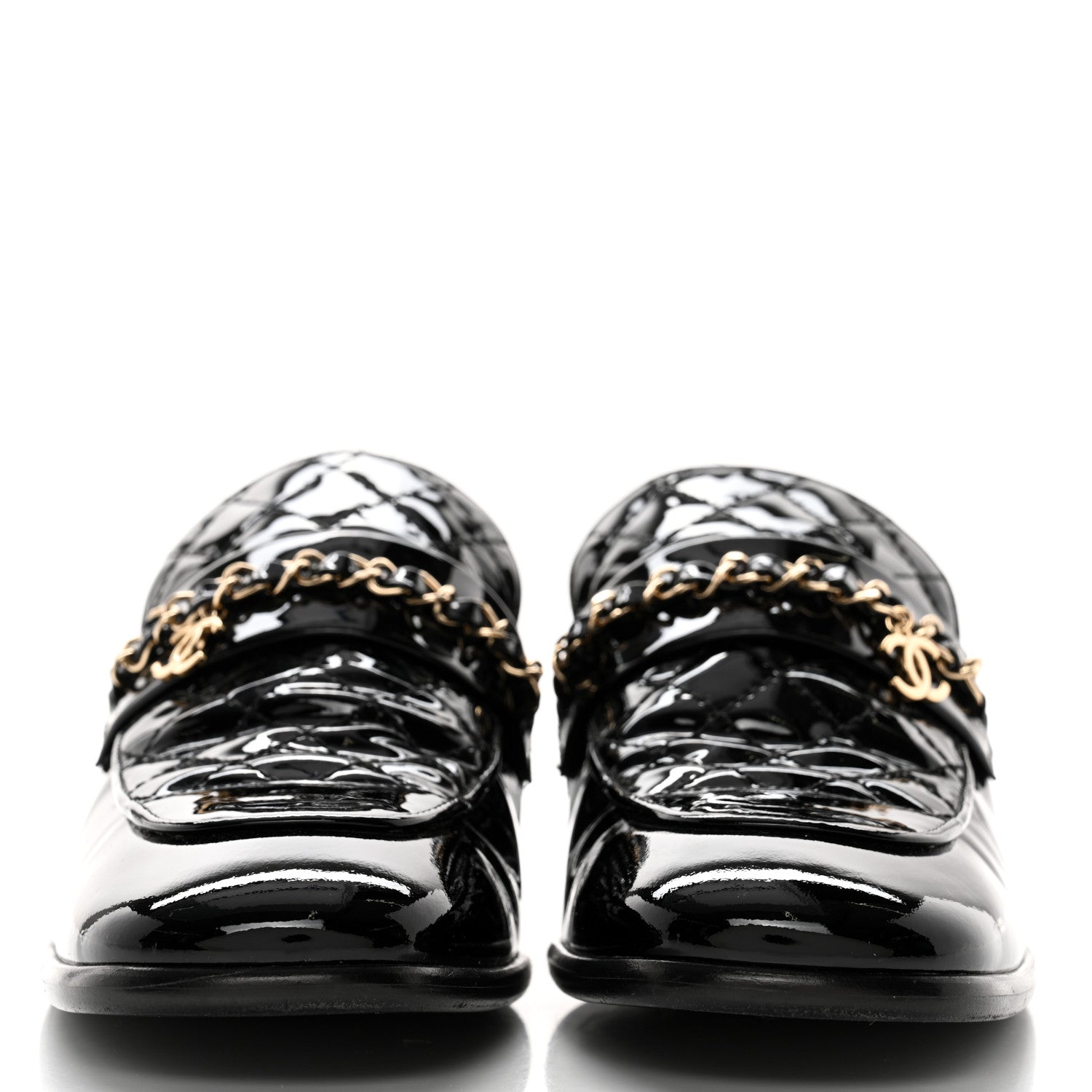 Chanel Patent Calfskin CC Chain Mocassin Loafers 38.5 Black 2 of 12