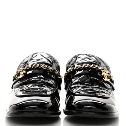 Chanel Patent Calfskin CC Chain Mocassin Loafers 38.5 Black 2 of 12
