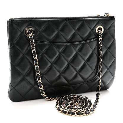 Chanel Shiny Lambskin Quilted Medium Double Case With Strap Black 3 of 11