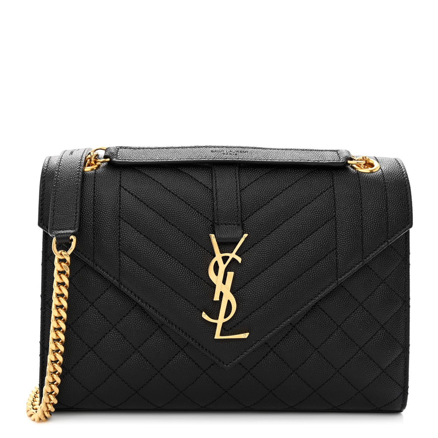 Saint Laurent Grain De Poudre Textured Mixed Matelasse Triquilt Medium Monogram Satchel Black 1 of 10
