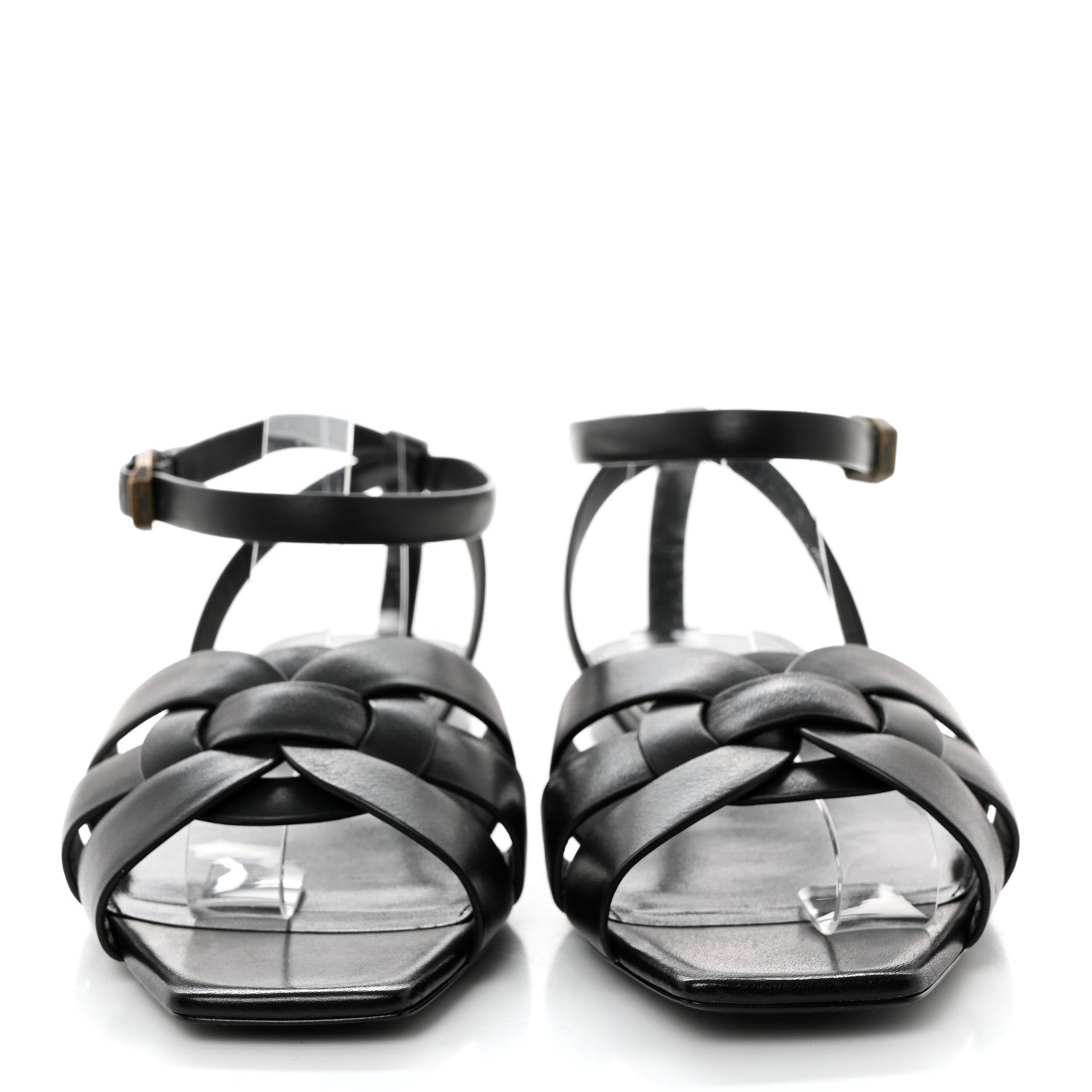 Saint Laurent Calfskin Tribute 05 Ankle Strap Flat Sandals 37 Black 2 of 8