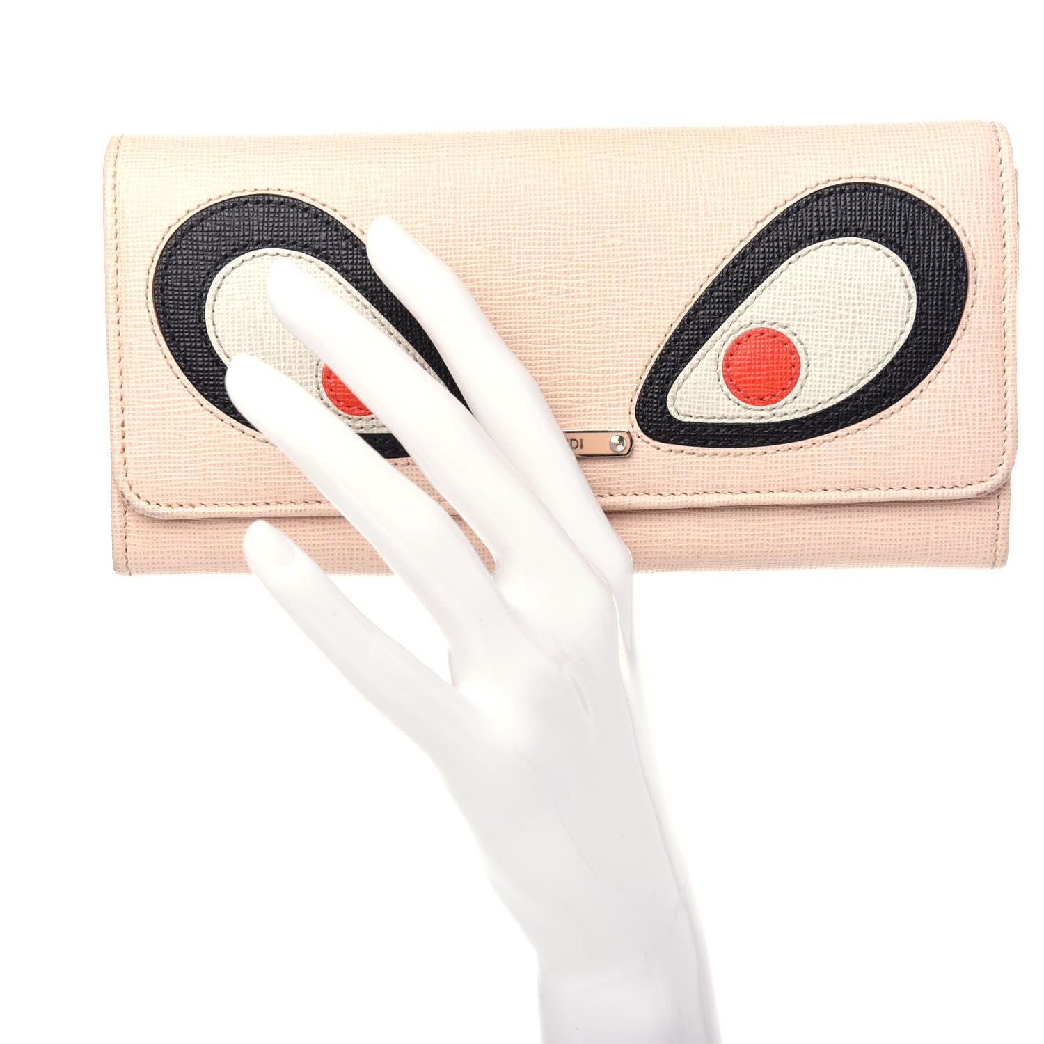 Fendi Vitello Elite Monster Continental Wallet Rosa Plaster 2 of 7