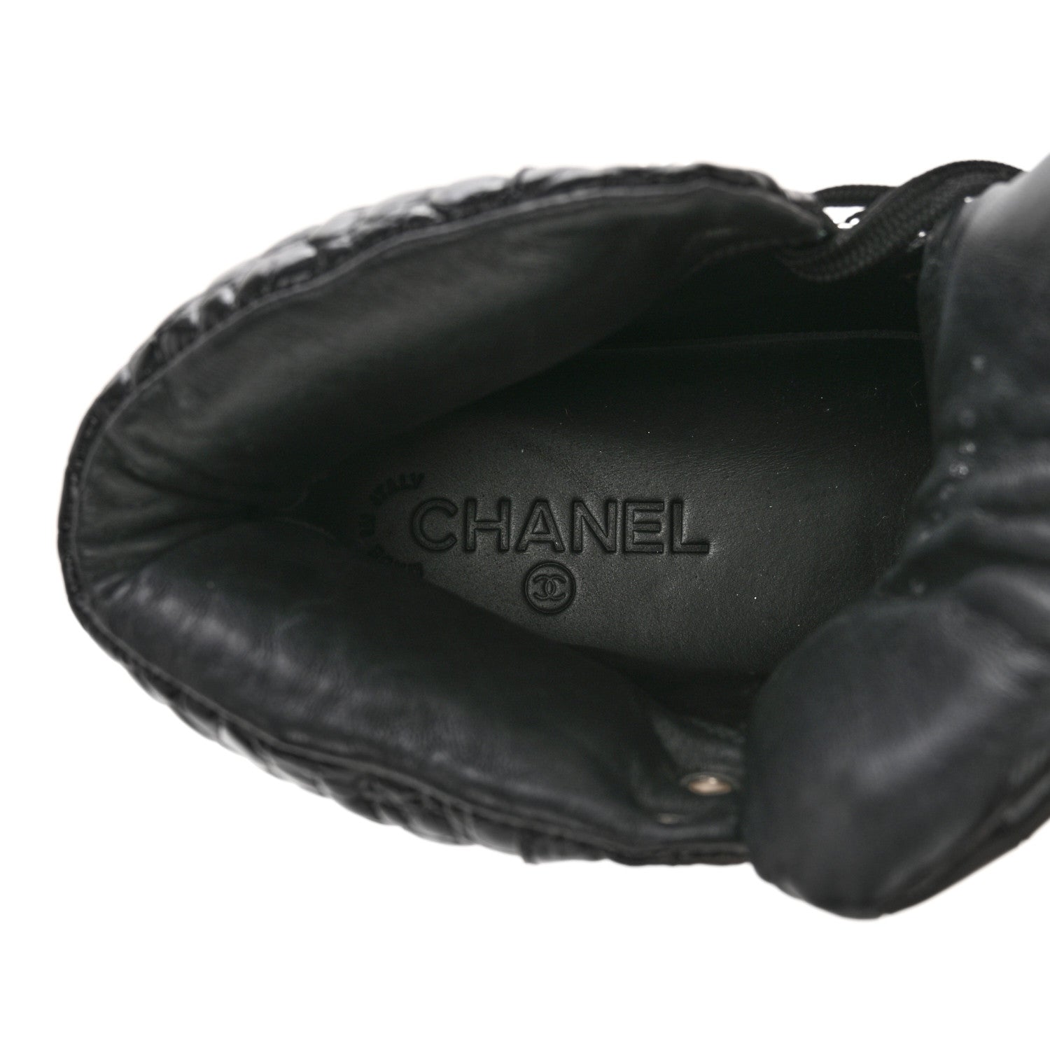 Chanel Calfskin Crocodile Embossed Cocodile High Top Sneakers 38 Black 7 of 11