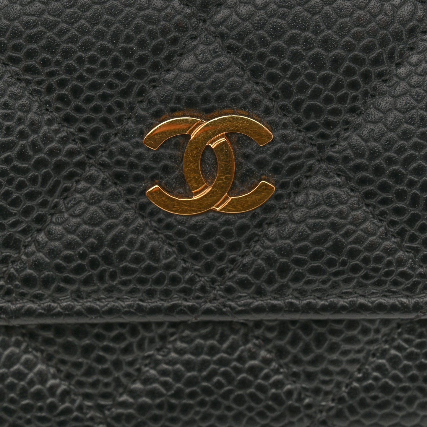 Caviar Quilted Flap Card Holder Black