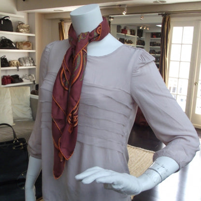 Hermes Silk La Charmante Aux Animaux Scarf 90 Burgundy 2 of 6