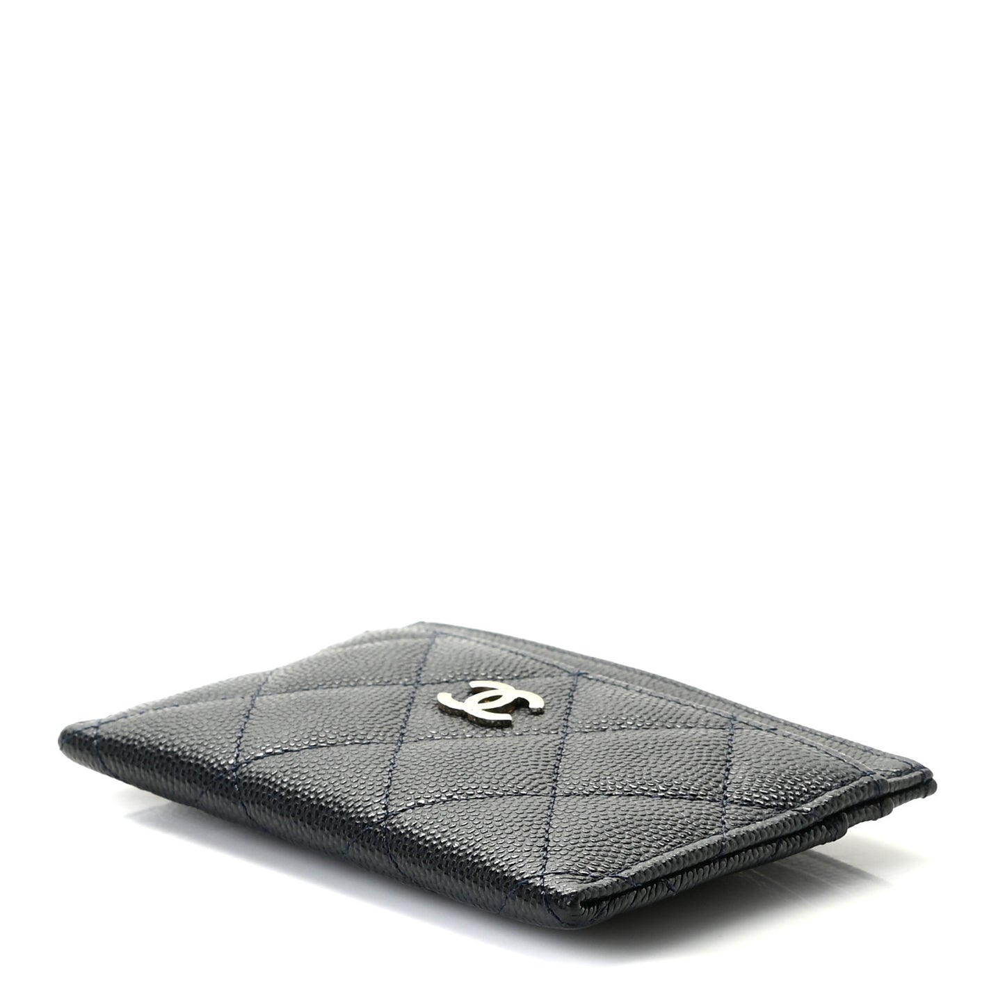 Caviar Quilted Card Holder Blue