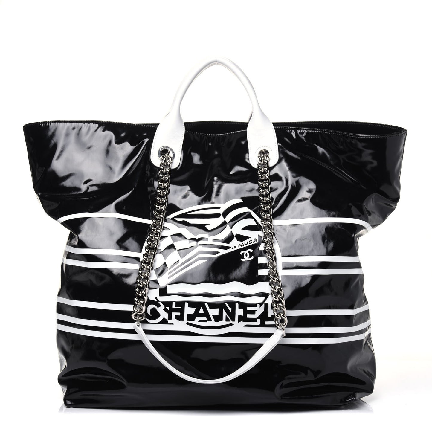 Vinyl Large La Pausa Bay Shopping Bag Black