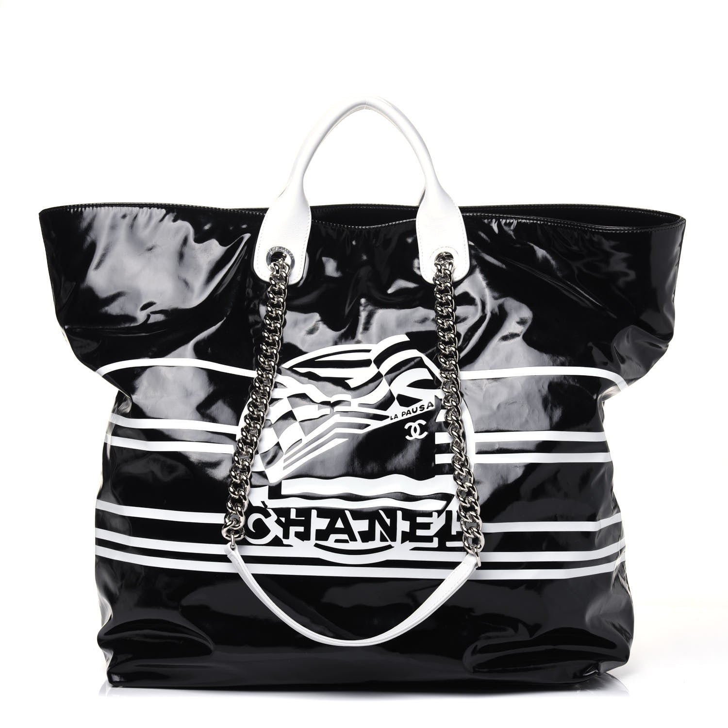 Chanel Vinyl Large La Pausa Bay Shopping Bag Black 1 of 25