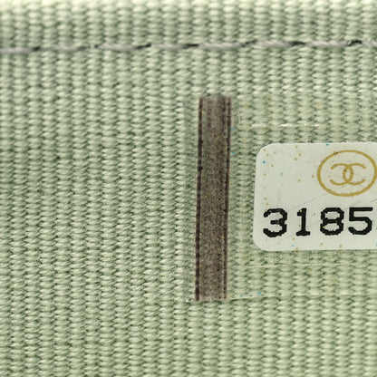 Chanel Metallic Goatskin Quilted Ombre Flap Card Holder Wallet Grey Green 7 of 8