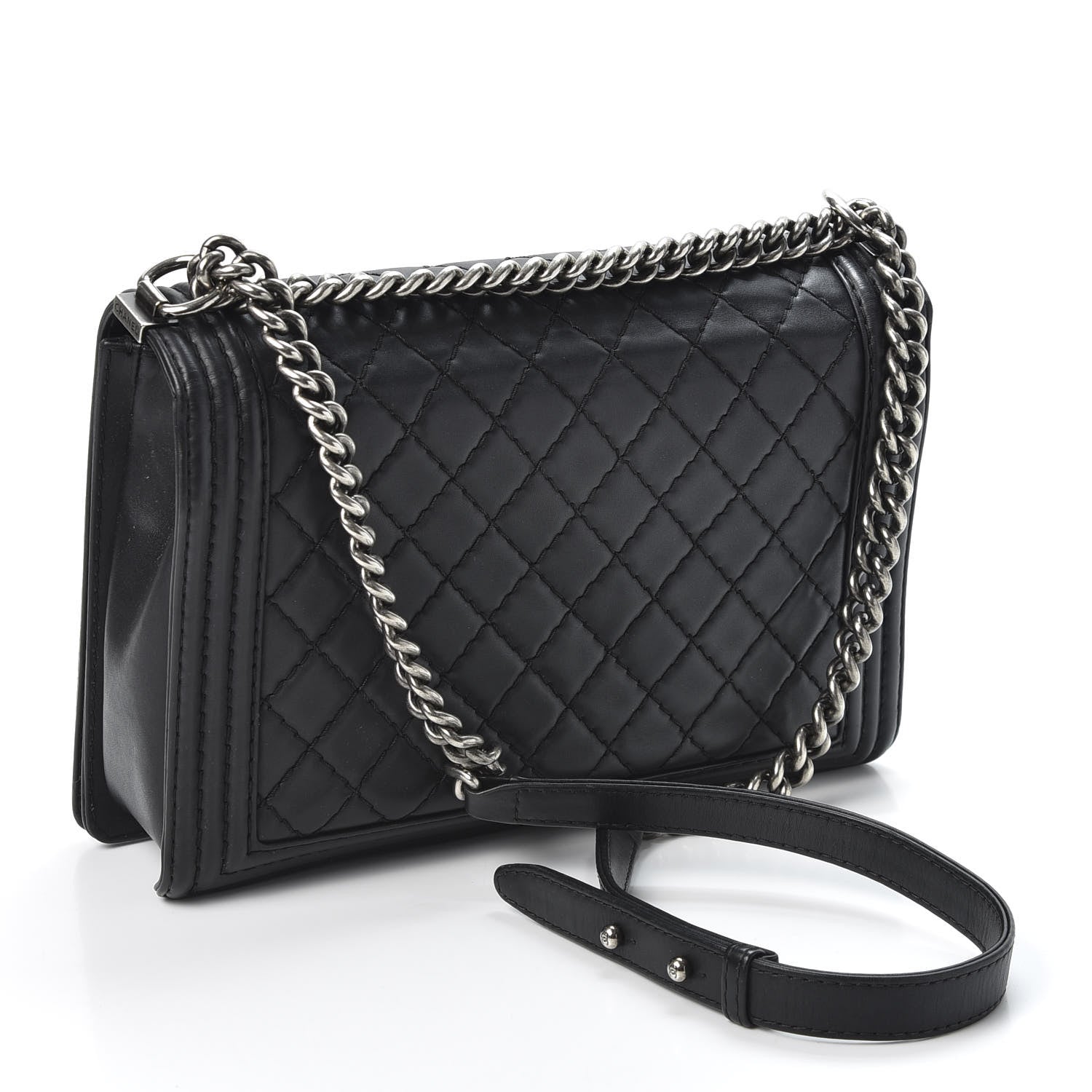 Chanel Lambskin Quilted Large Boy Flap Black 2 of 9