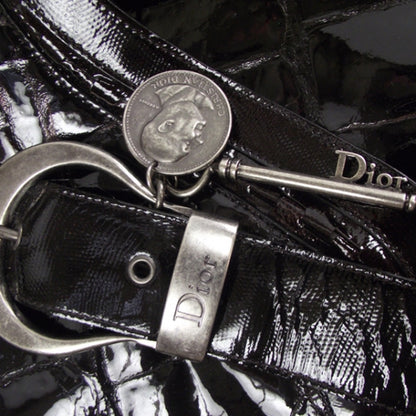 Christian Dior Patent Croc Gaucho Sports Tote 10 of 10
