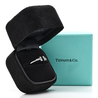 Tiffany 18K White Gold Diamond T Wire Ring 65 11 3 of 5
