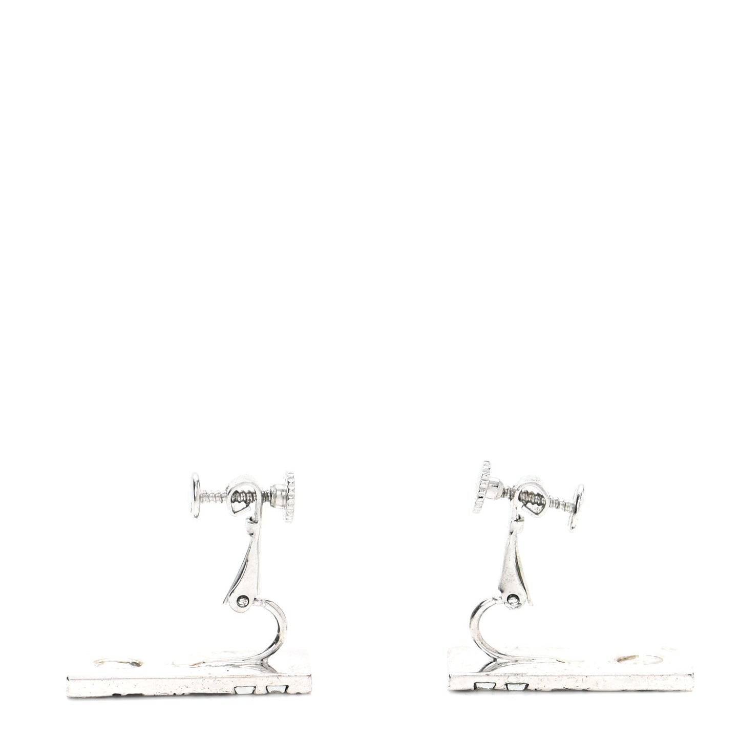 Metal Oblique Clip On Earrings Silver Black