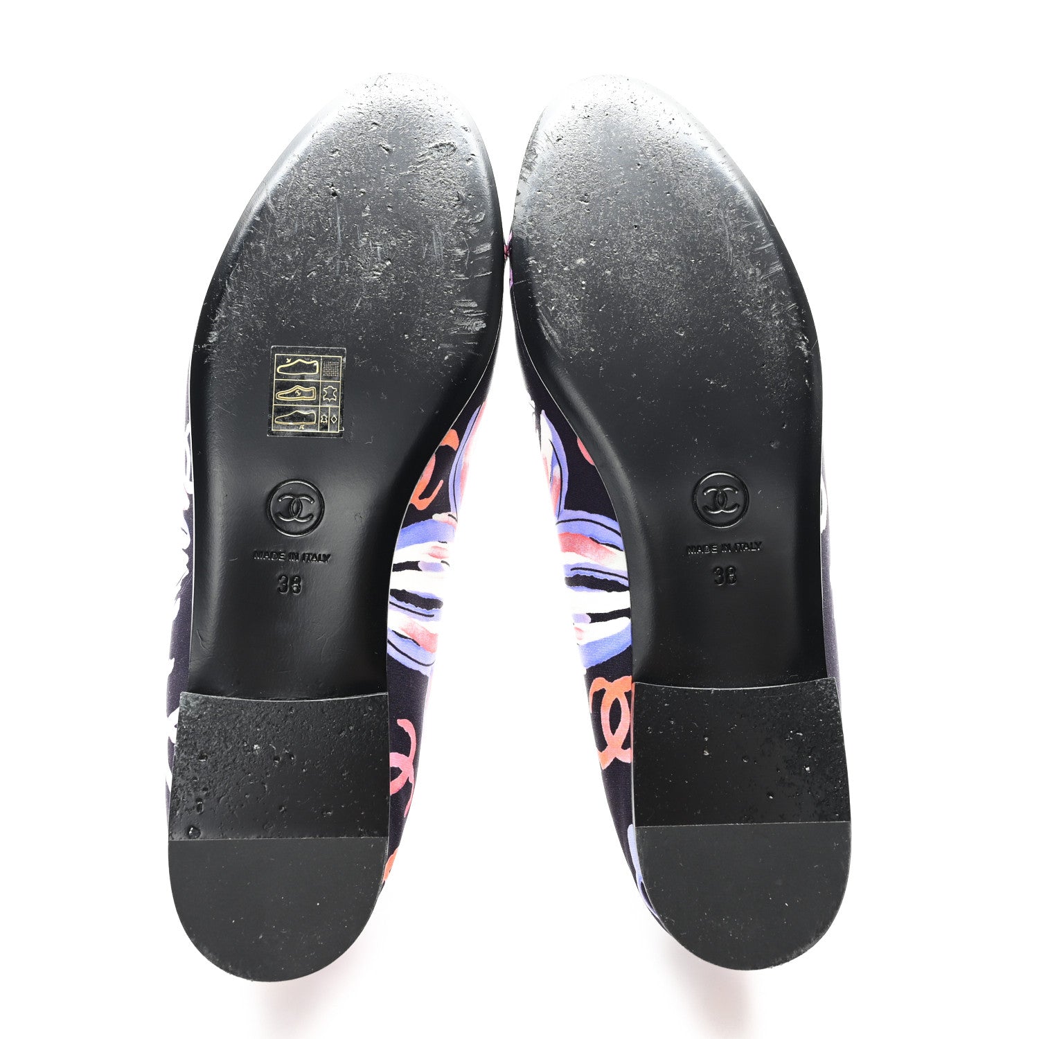 Chanel Printed Stretch Jersey Cap Toe Ballerina Flats 38 Black Multicolor 6 of 9