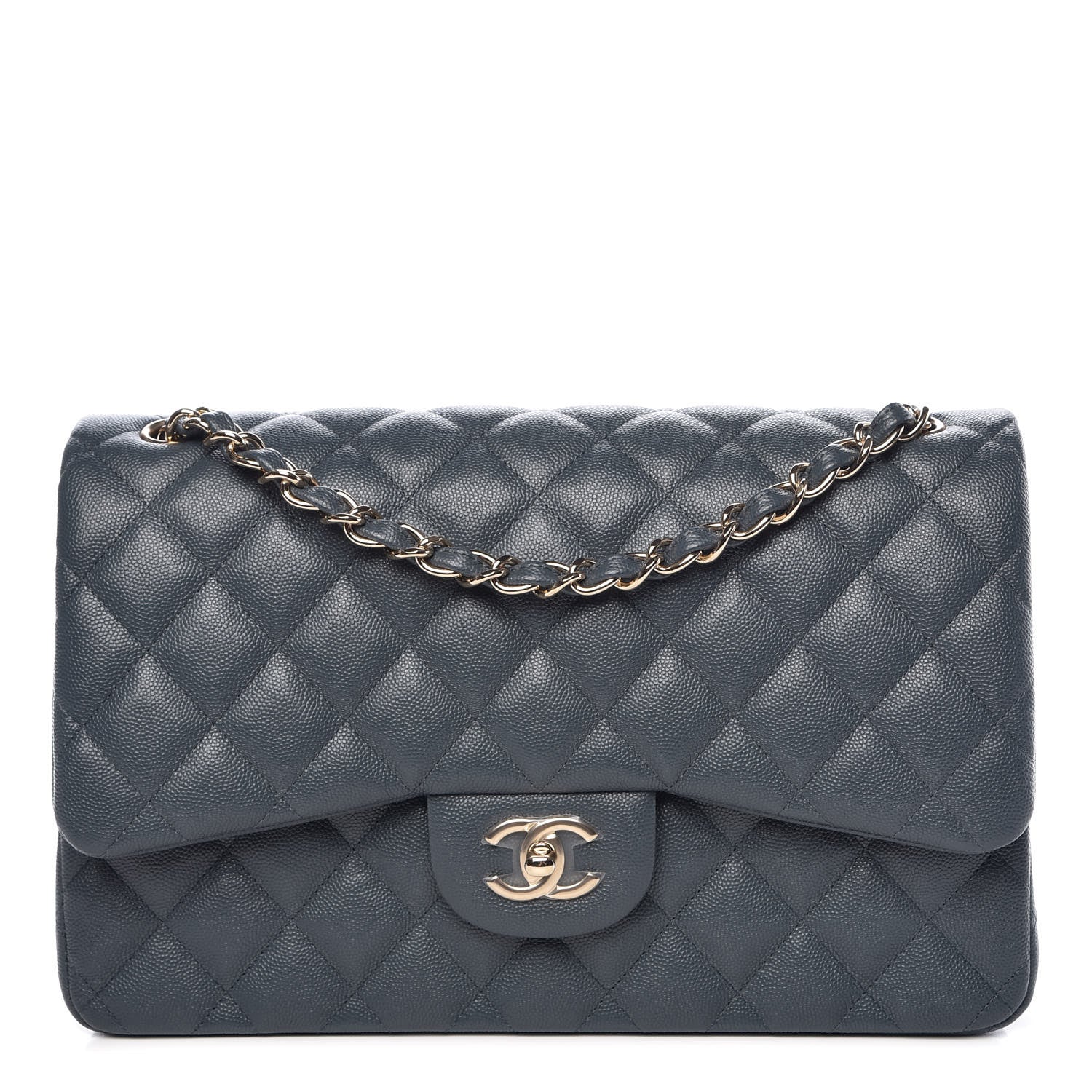 Chanel Caviar Quilted Jumbo Double Flap Dark Grey 1 of 9