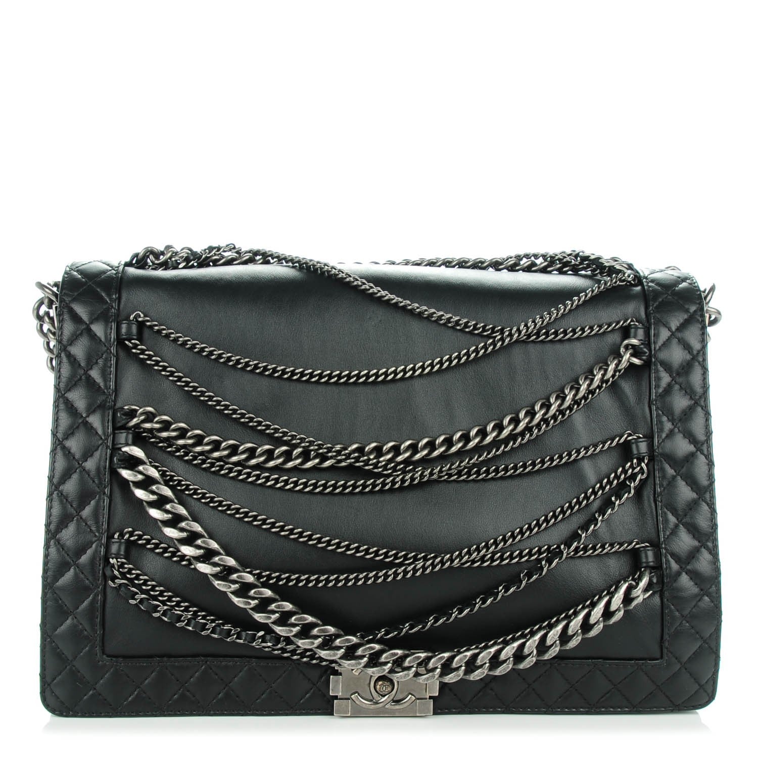 Chanel Calfskin Enchained XL Boy Flap Black 1 of 7
