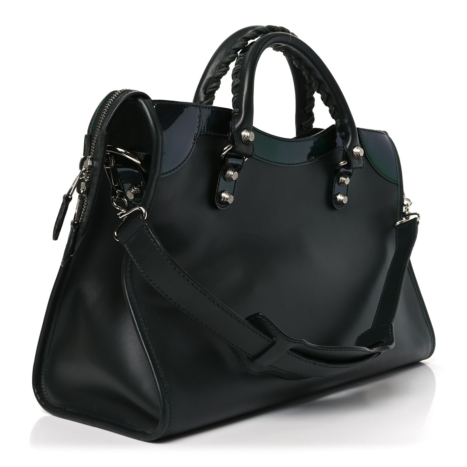 Balenciaga Smooth Calfskin Metallic Patent Giant 12 Silver Hardware City Vert Poker Fonce 2 of 9
