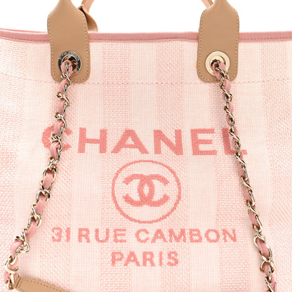 Chanel Mixed Fibers Calfskin Striped Medium Deauville Tote Light Pink 7 of 9